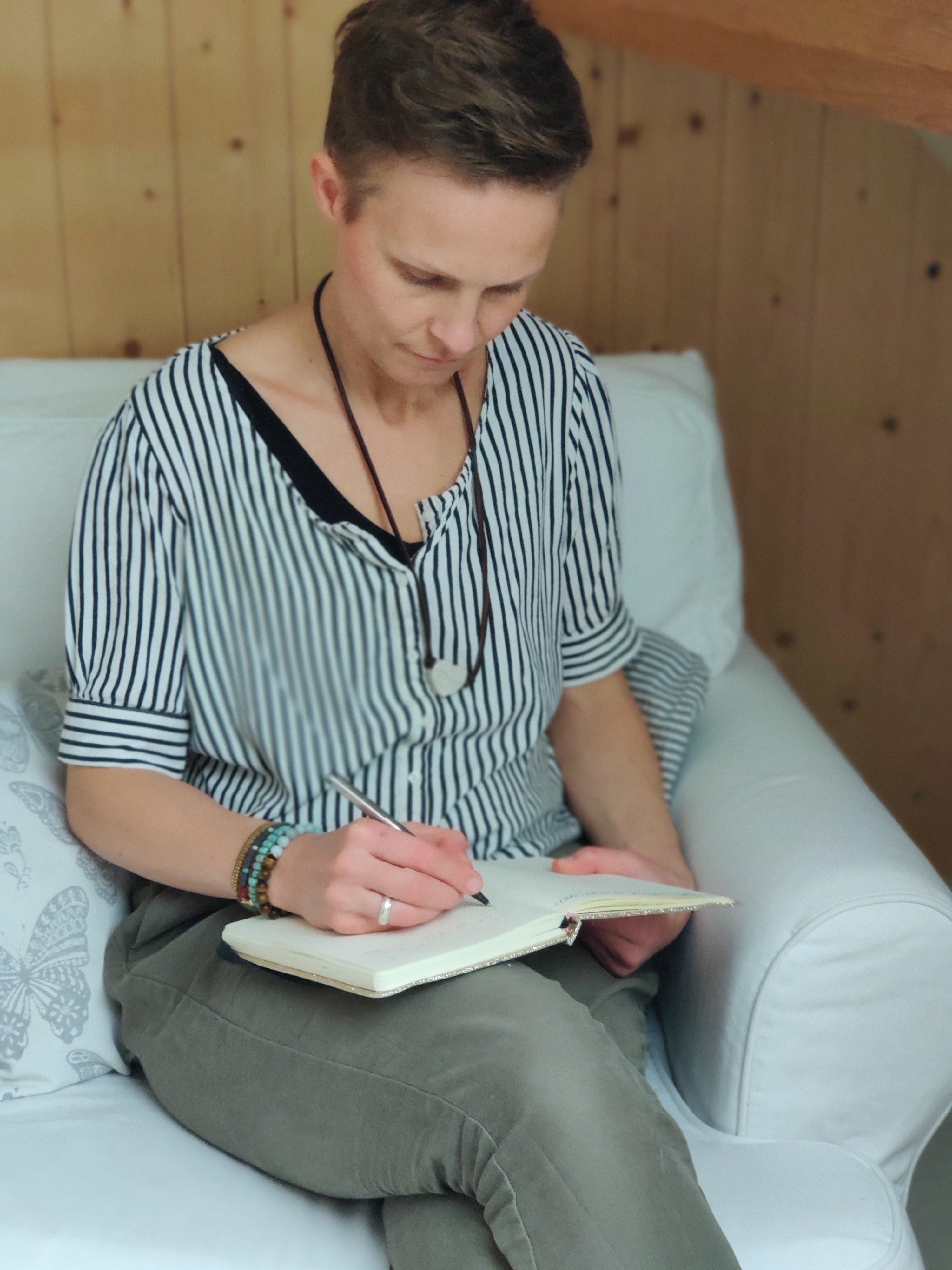 Franka aan het schrijven